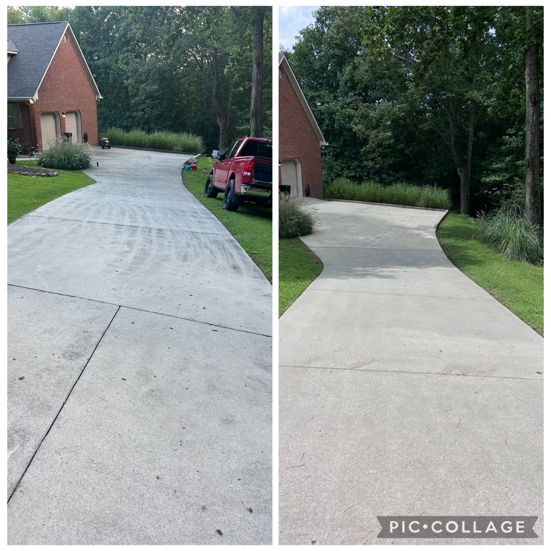 Before and after: driveway pressure washing