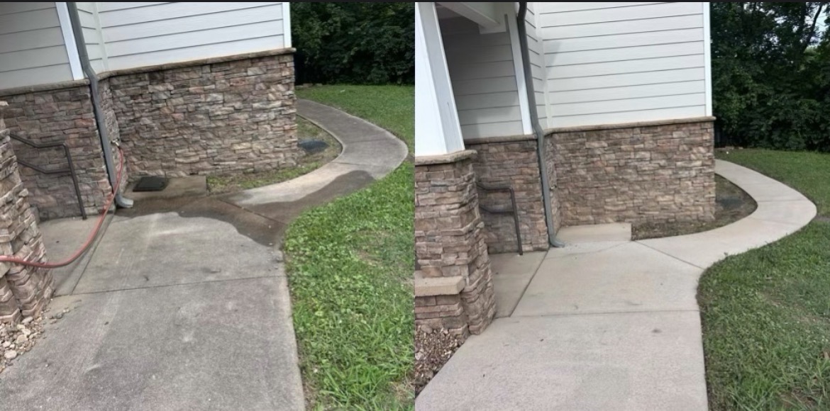 Before and after: concrete patio cleaning