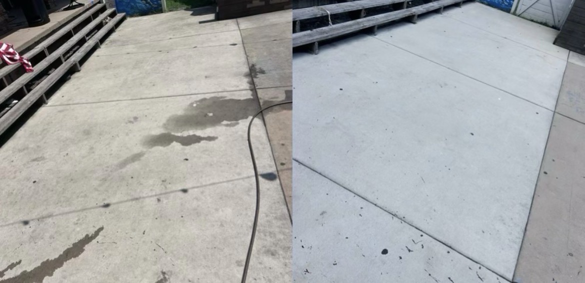 Before and after: stone entryway walkway cleaning